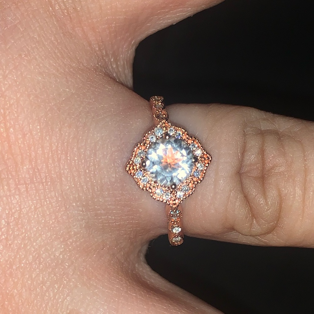 Rose gold over Silver promise Ring size 8